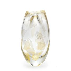 Small Glass Vase Roca Model 2 Golden Effect Transparent Murano Style Art Glass