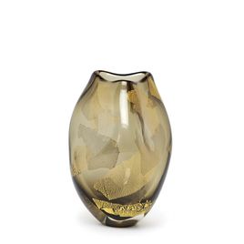 Small Glass Vase Roca Model 3 Golden Effect Smoky Murano Style Art Glass