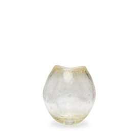 Small Glass Vase Roca Model 3 Bubble Effect Transparent with Gold Leaves Murano Style Art Glass