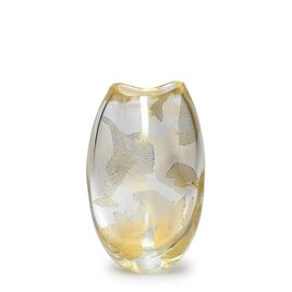 Small Glass Vase Roca Model 3 Golden Effect Transparent Murano Style Art Glass