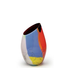 Glass Vase 24 MS Diagonal Colored Splinters Murano Style Art Glass