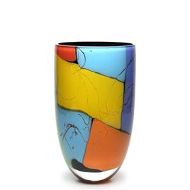 Glass Vase 444 MS Colored Splinters Murano Style Art Glass