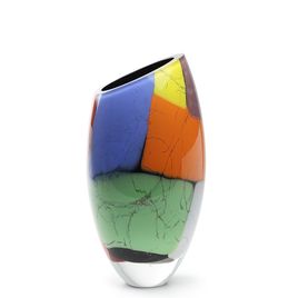 Glass Vase 50 MS Diagonal Colored Splinters Murano Style Art Glass