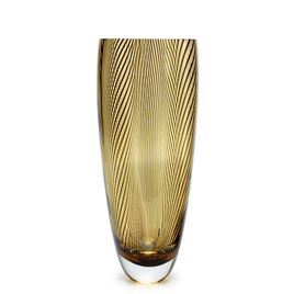 Glass Vase 55 MS Feather Pattern Transparent Amber Murano Style Art Glass