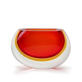Glass Vase 92 MS Bicolor Red with Amber Murano Style Art Glass