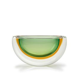 Glass Vase 94 MS Bicolor Green with Amber Murano Style Art Glass
