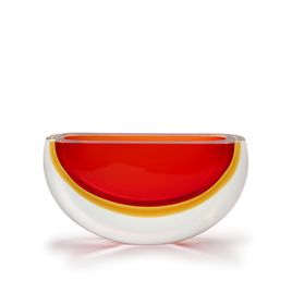 Glass Vase 94 MS Bicolor Red with Amber Murano Style Art Glass