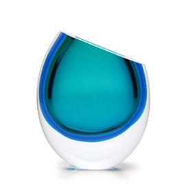 Glass Vase 96 MS Bicolor Green with Aquamarine Murano Style Art Glass