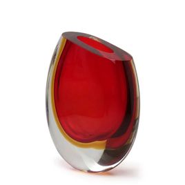 Glass Vase 96 MS Bicolor Red with Amber Murano Style Art Glass