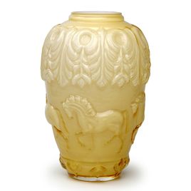Glass Vase Vintage Aesthetics Horse model Milky Amber Murano Style Art Glass