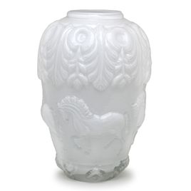 Glass Vase Vintage Aesthetics Horse model Milky White Murano Style Art Glass