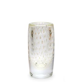 Glass Vase Cylindrical Model 2 Bubble Effect Transparent with Gold Murano Style Art Glass