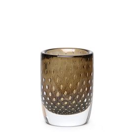 Glass Vase Cylindrical Model 3 Bubble Effect Smoky with Gold Murano Style Art Glass