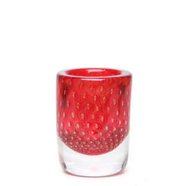 Glass Vase Cylindrical Model 3 Bubble Effect Red with Gold Murano Style Art Glass