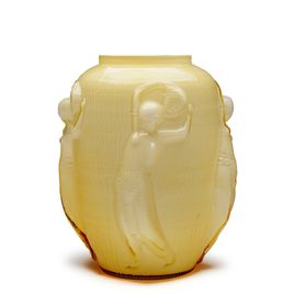 Glass Vase Vintage Aesthetics Dancer model Milky Amber Murano Style Art Glass