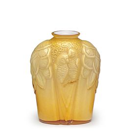 Glass Vase Vintage Aesthetics Fauna model Milky Amber Murano Style Art Glass