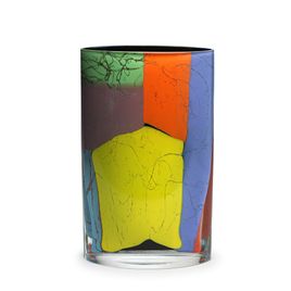 Large Glass Vase Japan model Color Splinters Murano Style Art Glass