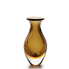 Small Tall Glass Vase Bicolor Smoky with Amber Murano Style Art Glass