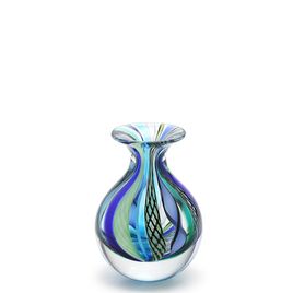 Small Medium Glass Vase Hippie Blue and Green Murano Style Art Glass