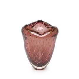 Small Glass Vase Ocean 2 Bubble Effect Purple with Gold Murano Style Art Glass