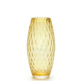 Glass Vase Olive Large Baloton Amber Murano Style Art Glass