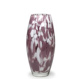 Glass Vase Olive Large Multicolor White and Purple Murano Style Art Glass
