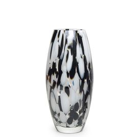 Glass Vase Olive Large Multicolor Black and White Murano Style Art Glass