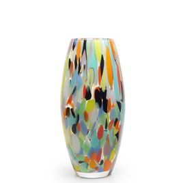 Glass Vase Olive Large Multicolor Colored Murano Style Art Glass
