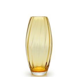 Glass Vase Olive Large Wavy Amber Murano Style Art Glass