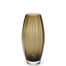 Glass Vase Olive Large Wavy Smoky Murano Style Art Glass