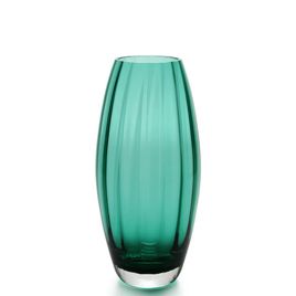 Glass Vase Olive Large Wavy Green Murano Style Art Glass