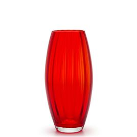 Glass Vase Olive Large Wavy Red Murano Style Art Glass
