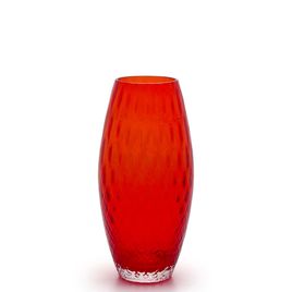 Glass Vase Olive Small Baloton Red Murano Style Art Glass