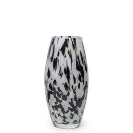 Glass Vase Olive Small Multicolor Black and White Murano Style Art Glass
