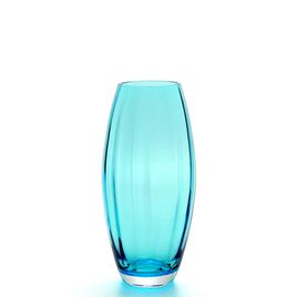 Glass Vase Olive Small Wavy Aquamarine Murano Style Art Glass