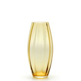 Glass Vase Olive Small Wavy Amber Murano Style Art Glass