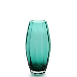 Glass Vase Olive Small Wavy Green Murano Style Art Glass