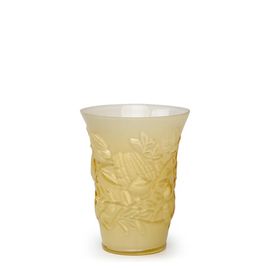 Glass Vase Bird Milky Amber Murano Style Art Glass