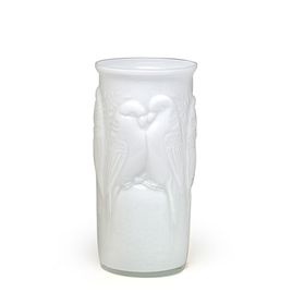 Glass Vase Parakeet Milky White Murano Style Art Glass
