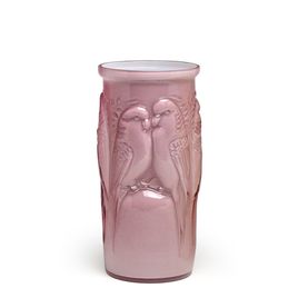 Glass Vase Parakeet Milky Purple Murano Style Art Glass