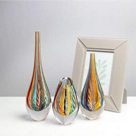Small Low Drop Glass Vase Hippie Murano Style Art Glass