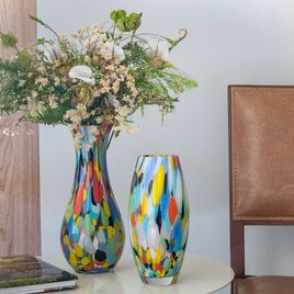 Glass Vase 83 Multicolor Colored Murano Style Art Glass
