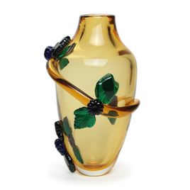 Floral Amber Vase with Applications