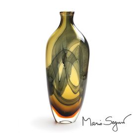 Amber and Black Labyrinth Vase | Mario Seguso
