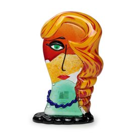 Orange, Yellow and Green Murano Cubist Face