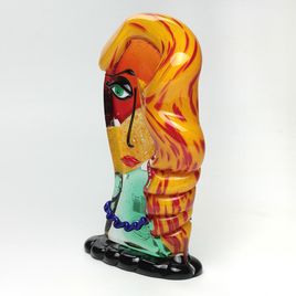Orange, Yellow and Green Murano Cubist Face
