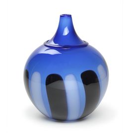Blue Vase with Black and White Details