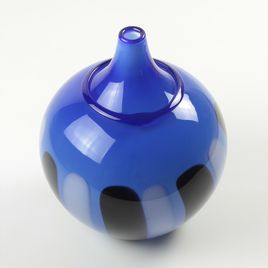 Blue Vase with Black and White Details